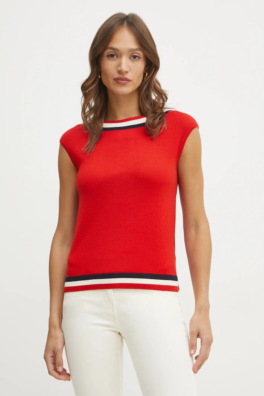 Vlnený sveter Luisa Spagnoli dámsky, červená farba, tenký, 58634