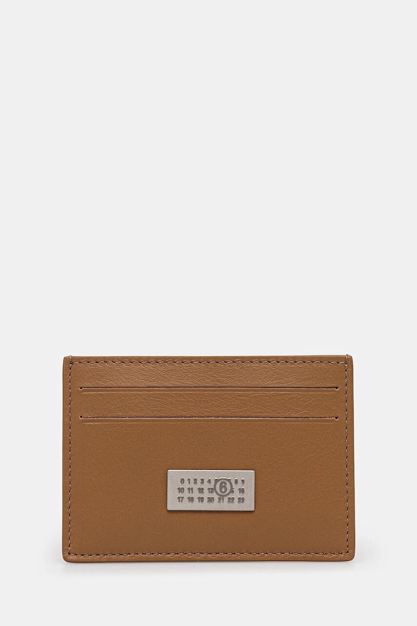 Kožené puzdro na karty MM6 Maison Margiela hnedá farba, SA5UI0013.P7258
