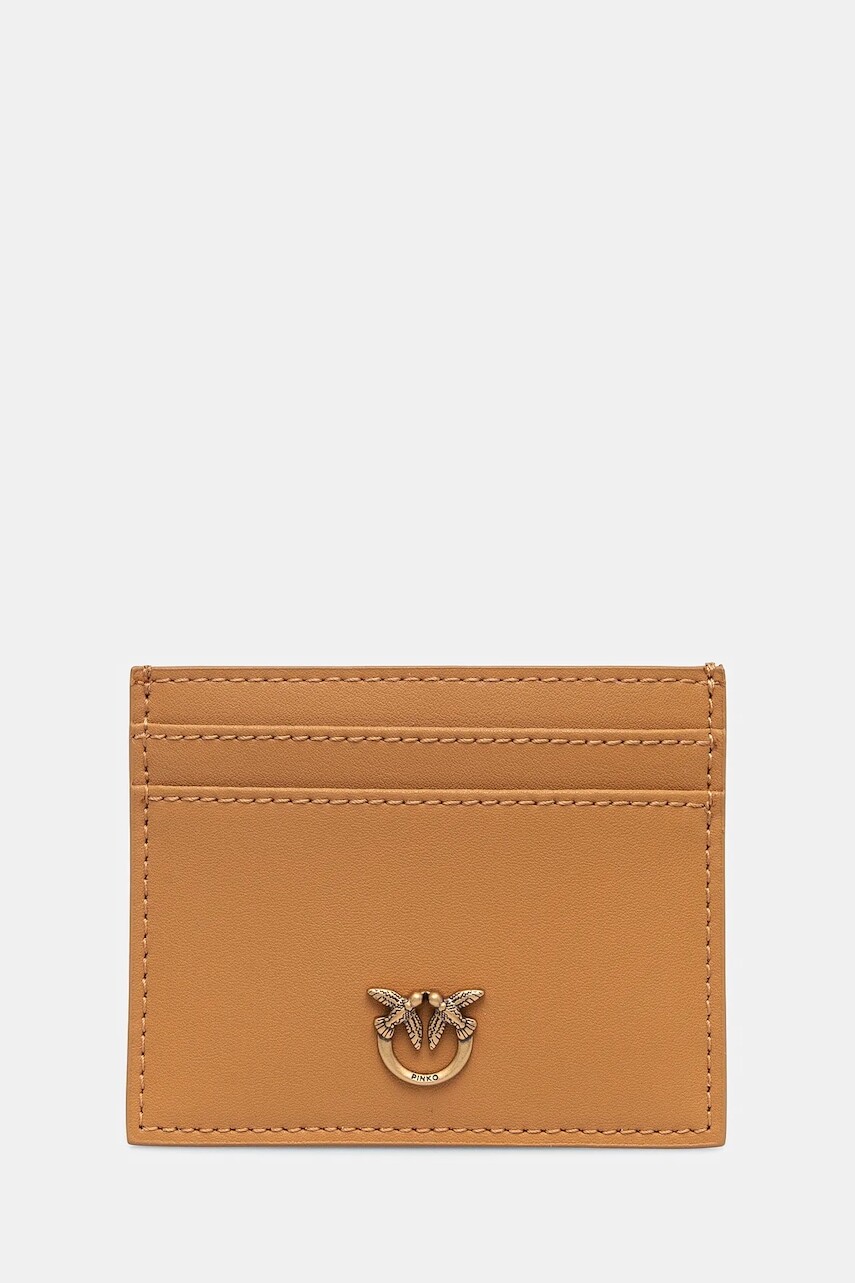 Kožené puzdro na karty Pinko oranžová farba, 103762 A0F1