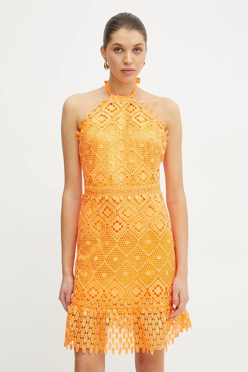 Šaty Silvian Heach SAKAS oranžová farba, mini, rovný strih, CVP25063VE