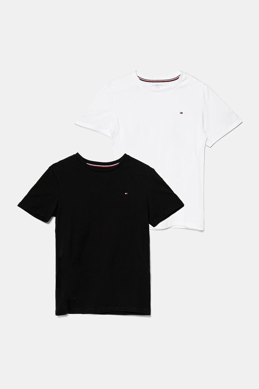 Detské bavlnené tričko Tommy Hilfiger 2-pak čierna farba, jednofarebný, UK0UK00073
