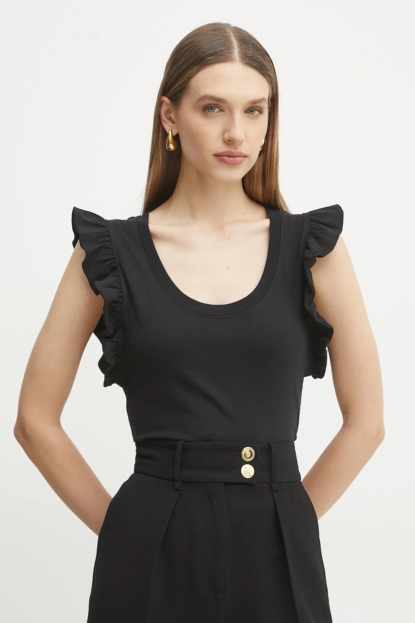 Bavlnené tričko Silvian Heach TANKI dámske, čierna farba, GPP25205CN