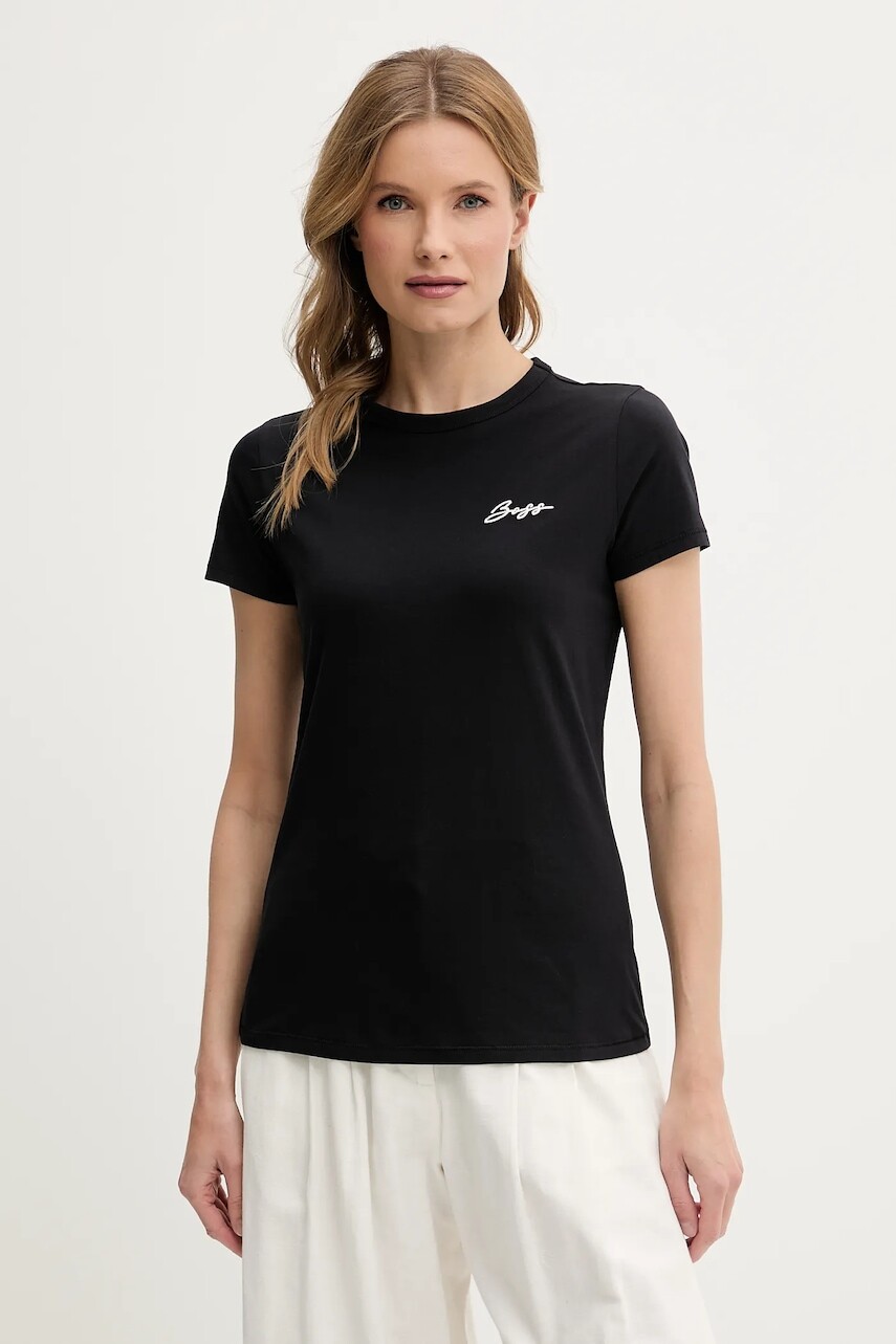 Bavlnené tričko BOSS Orange dámske, čierna farba, 50541343