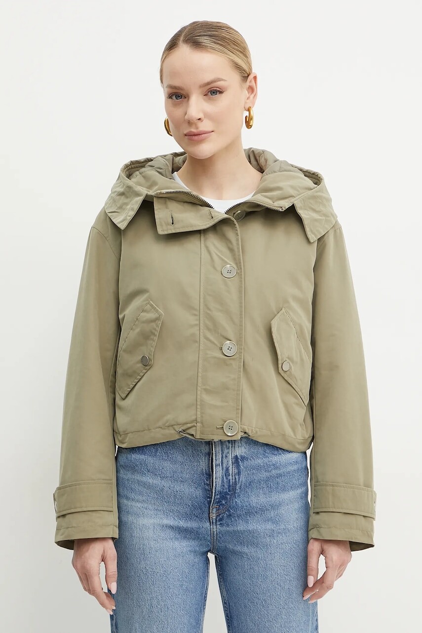 Bunda Guess NORA zelená farba, prechodná, oversize, W5RL13 WGWD2