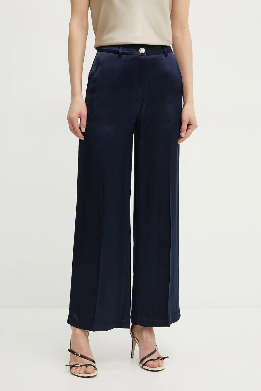 Nohavice Marciano by Guess FANNIE dámske, tmavomodrá farba, široké, vysoký pás, 5RGB05 7248A