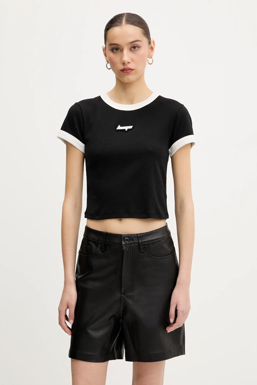 Bavlnené tričko Hugo Blue dámske, čierna farba, 50537476