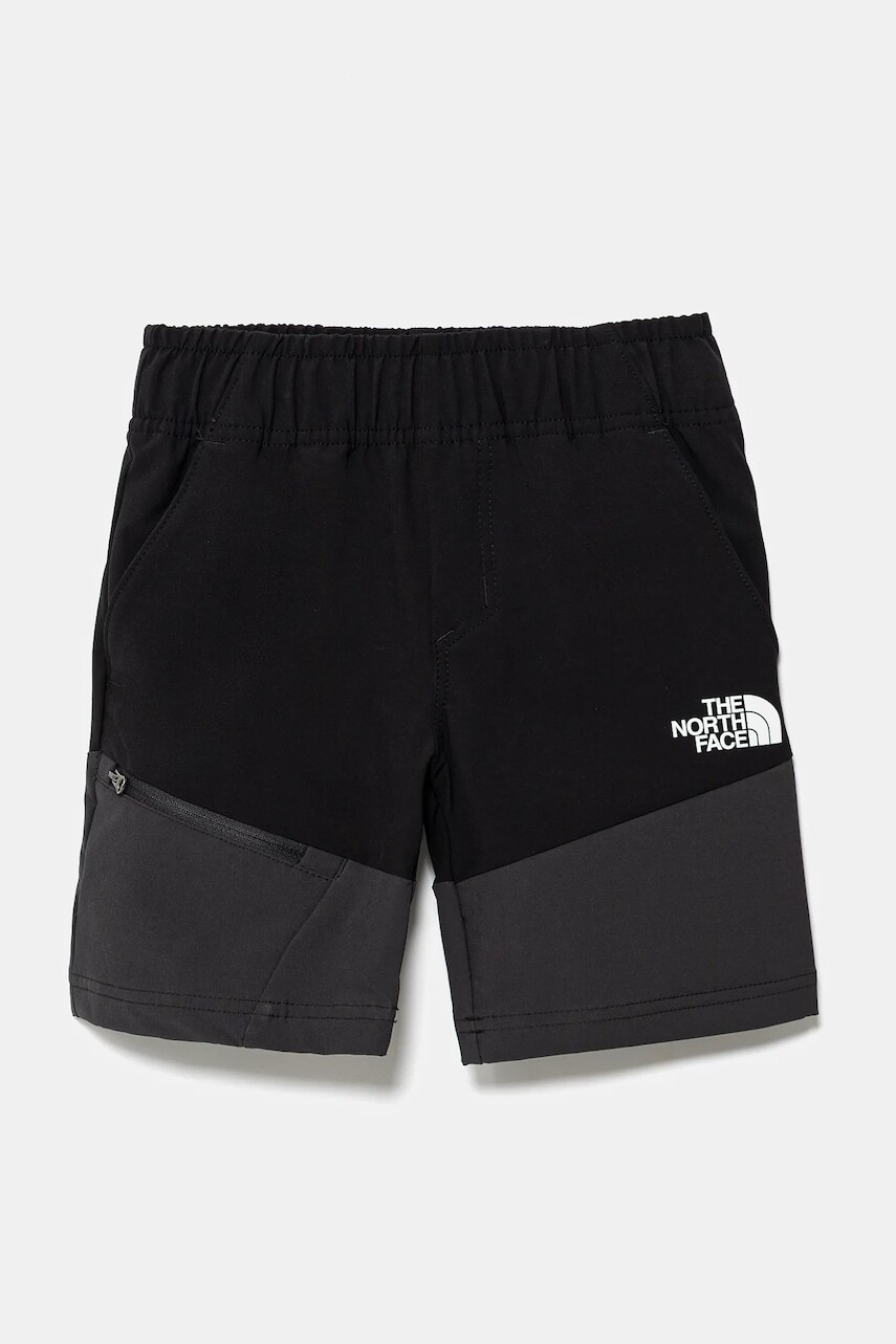 Detské krátke nohavice The North Face TEEN HIKE SHORT čierna farba, s potlačou, nastaviteľný pás NF0A8AY2KT01