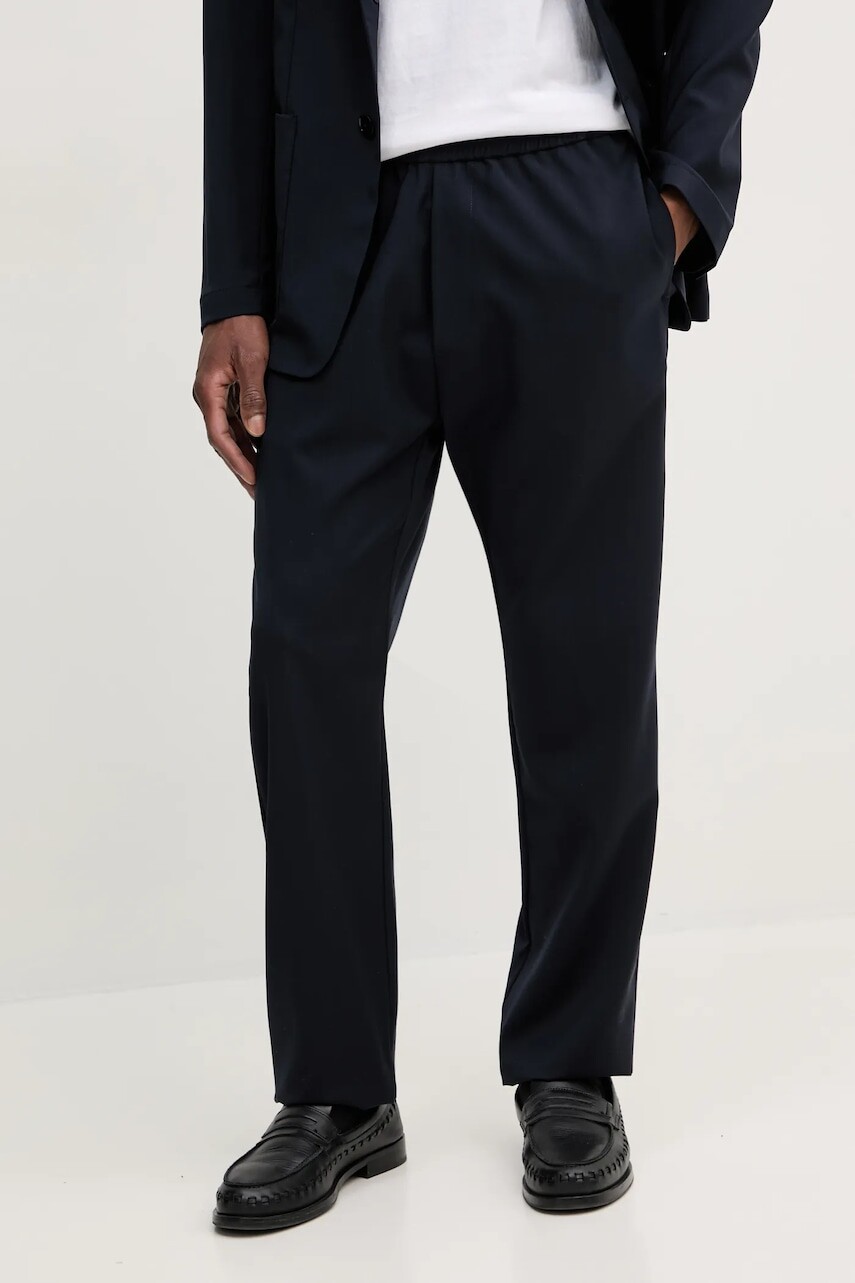 Vlnené nohavice BARENA VENEZIA Camicia Mola pánske, tmavomodrá farba, strih chinos, PAU5082.478