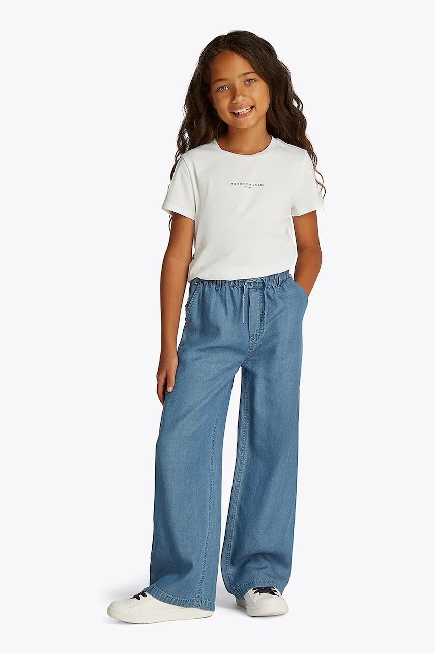 Detské bavlnené tričko Tommy Hilfiger biela farba, KG0KG08527