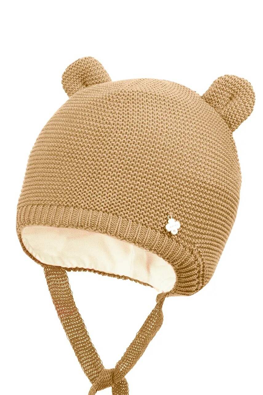 Detská bavlnená čiapočka Jamiks CIELO hnedá farba biela, z tenkej pleteniny, bavlnená, JWH110