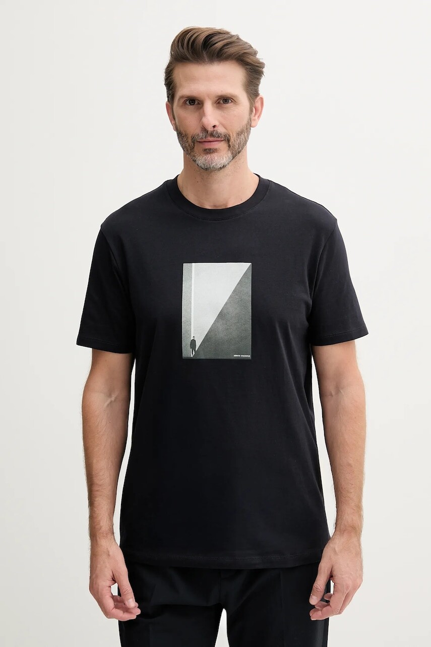 Bavlnené tričko Armani Exchange pánske, tmavomodrá farba, s potlačou, XM000753 AF10361