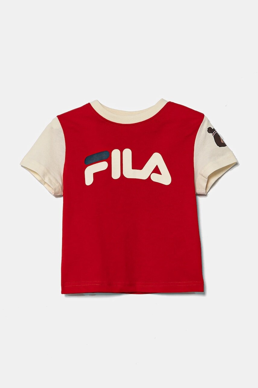 Detské bavlnené tričko Fila LUBAN červená farba, s potlačou, FAK0394