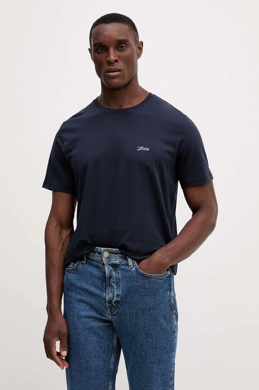 Tričko Guess PIMA pánske, čierna farba, jednofarebné, M4GI70 KC9X0