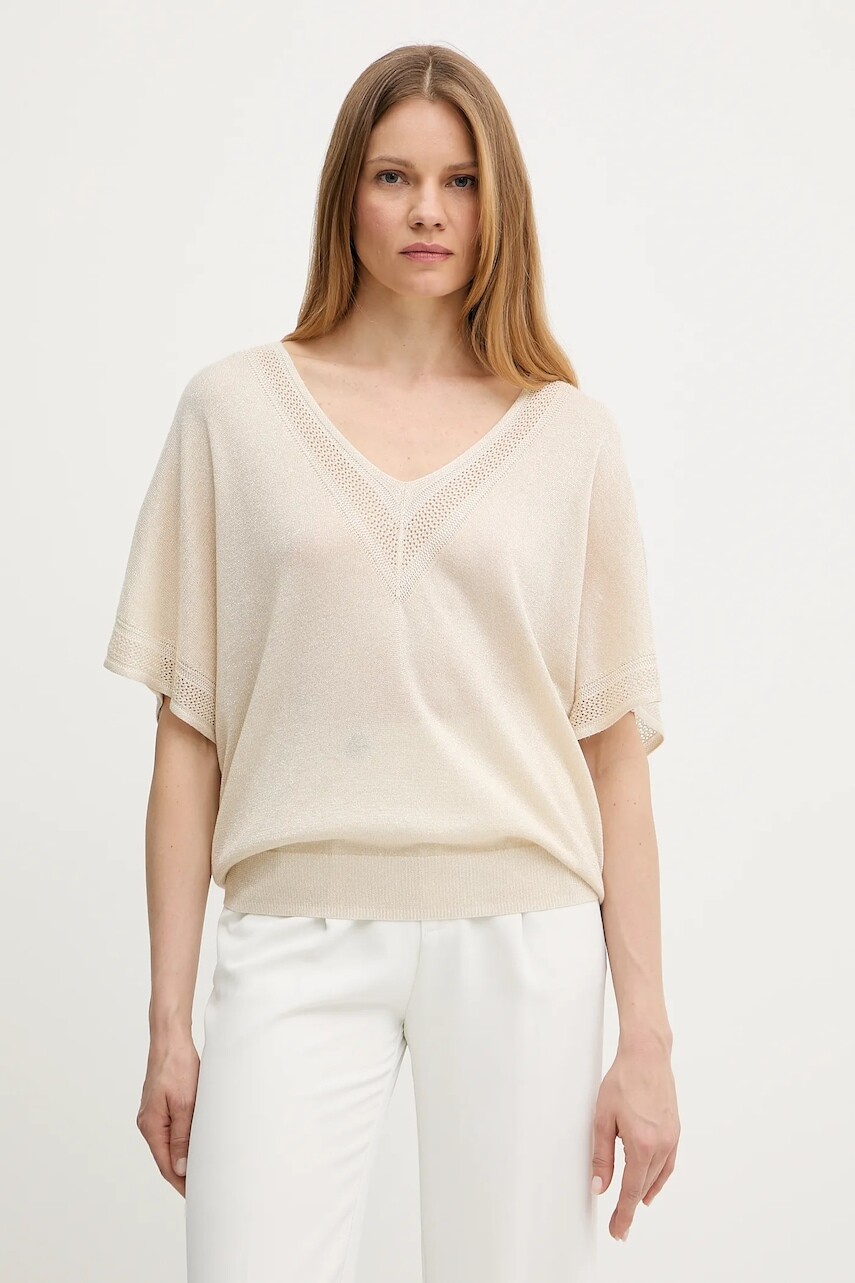 Sveter Morgan MCHRIS dámske, béžová farba, tenký, MCHRIS