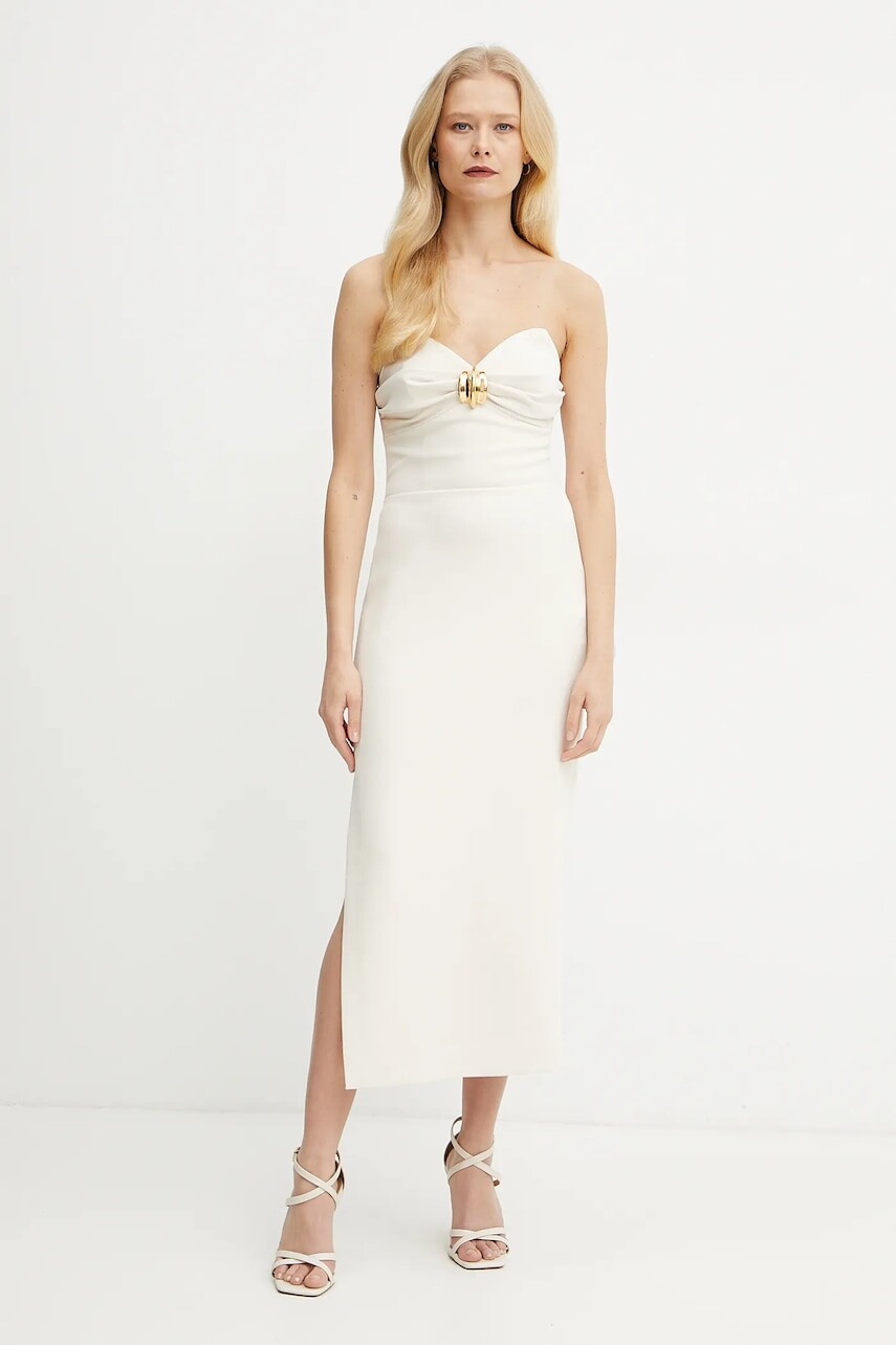 Šaty Elisabetta Franchi béžová farba, mini, priliehavé, AB76951E2