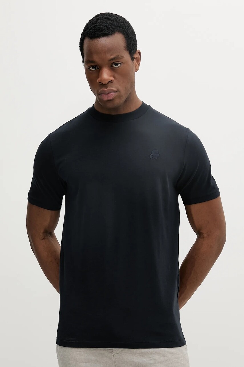 Tričko Karl Lagerfeld pánske, tmavomodrá farba, jednofarebné, 552221.755750