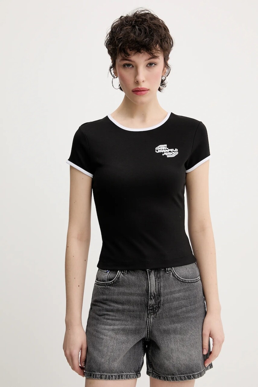 Tričko Karl Lagerfeld Jeans dámske, čierna farba, A2W17098