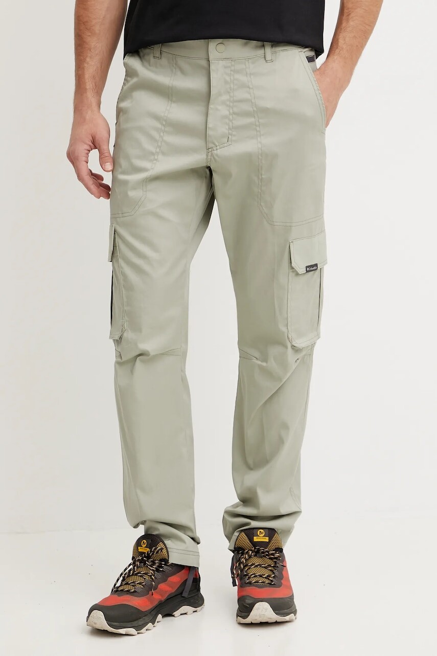 Turistické nohavice Columbia Landroamer zelená farba, 2123191