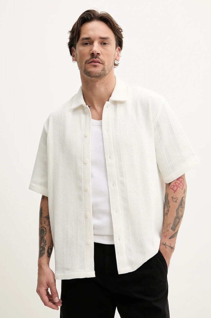 Košeľa Resteröds Kirk Shirt pánska, biela farba, regular, s klasickým golierom, 10251.7400