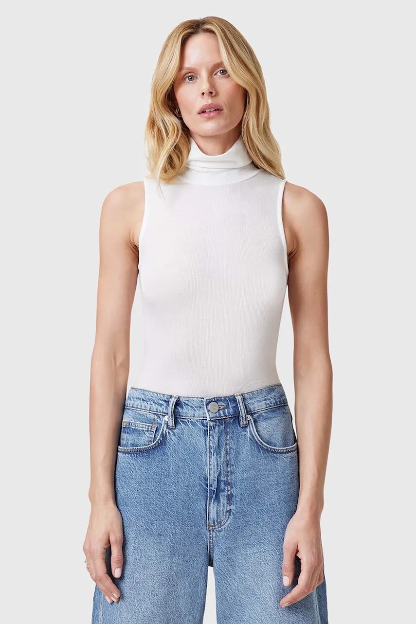 Top AllSaints BEC ROLL dámske, biela farba, s rolákom, W004JC