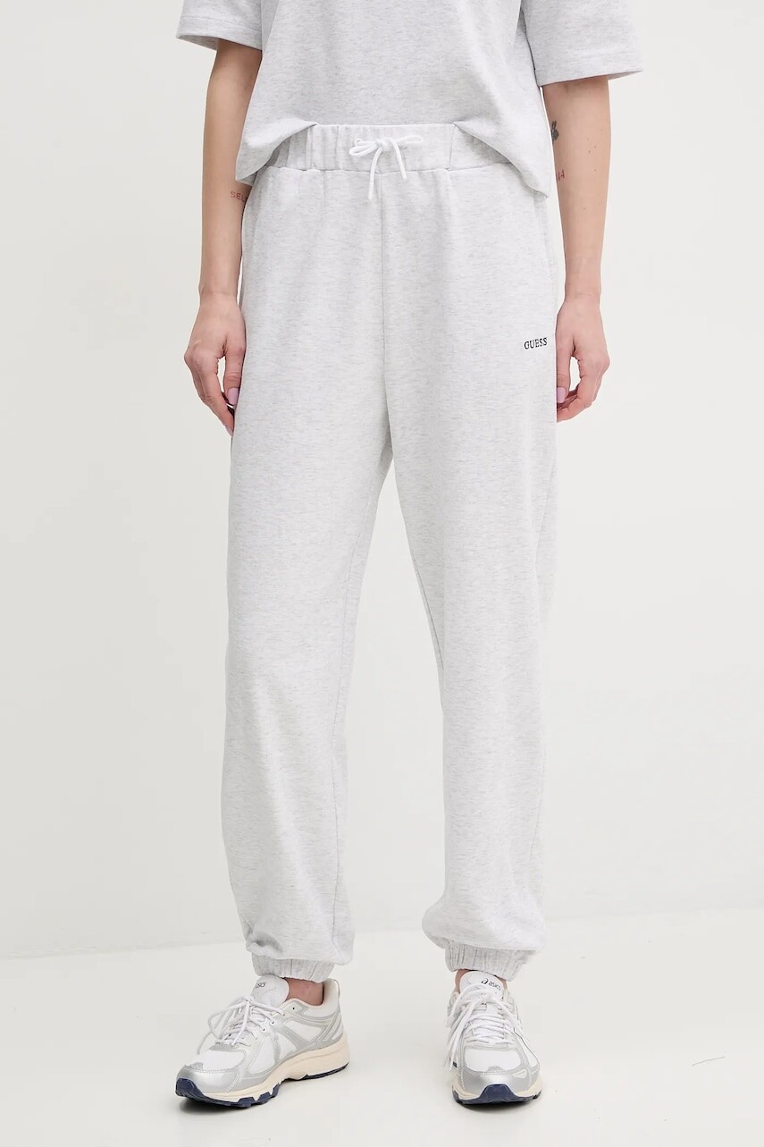 Tepláky Guess NIGELLA dámske, šedá farba, jednofarebné, V5GB03 KCS01