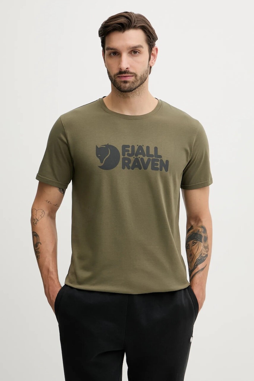 Tričko Fjallraven Fjällräven Logo T-shirt M pánske, zelená farba, vzorované, F87310.625