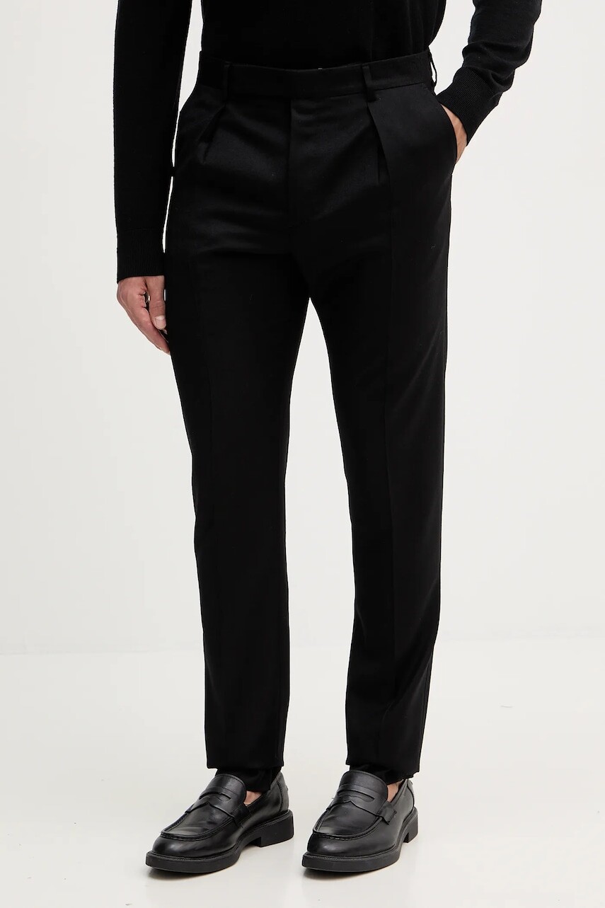 Vlnené nohavice Paul Smith pánske, čierna farba, strih cargo, M1R-719X-N00109