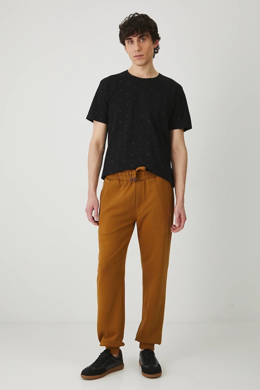 Tepláky Medicine pánske, hnedá farba, jednofarebné