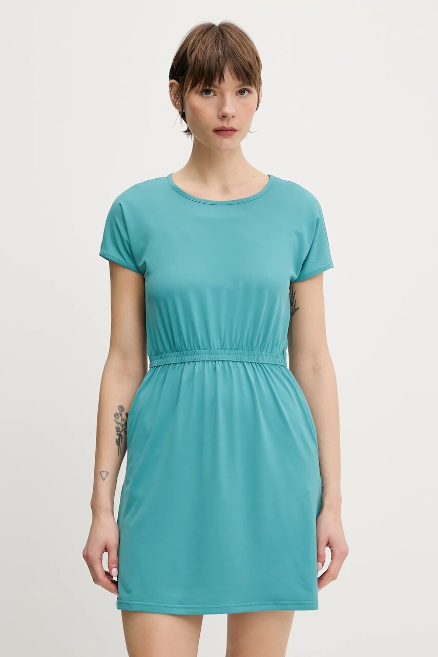 Športové šaty Columbia Chill River zelená farba, mini, rovný strih, 2126072