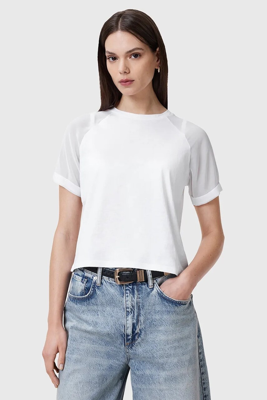 Tričko AllSaints ANNIE dámske, biela farba, jednofarebné, W005JC