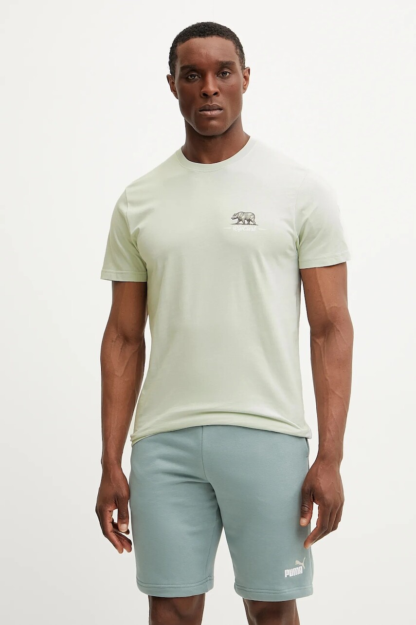 Bavlnené tričko Rip Curl DESTI ANIMALS pánske, tyrkysová farba, s potlačou, 0OHMTE