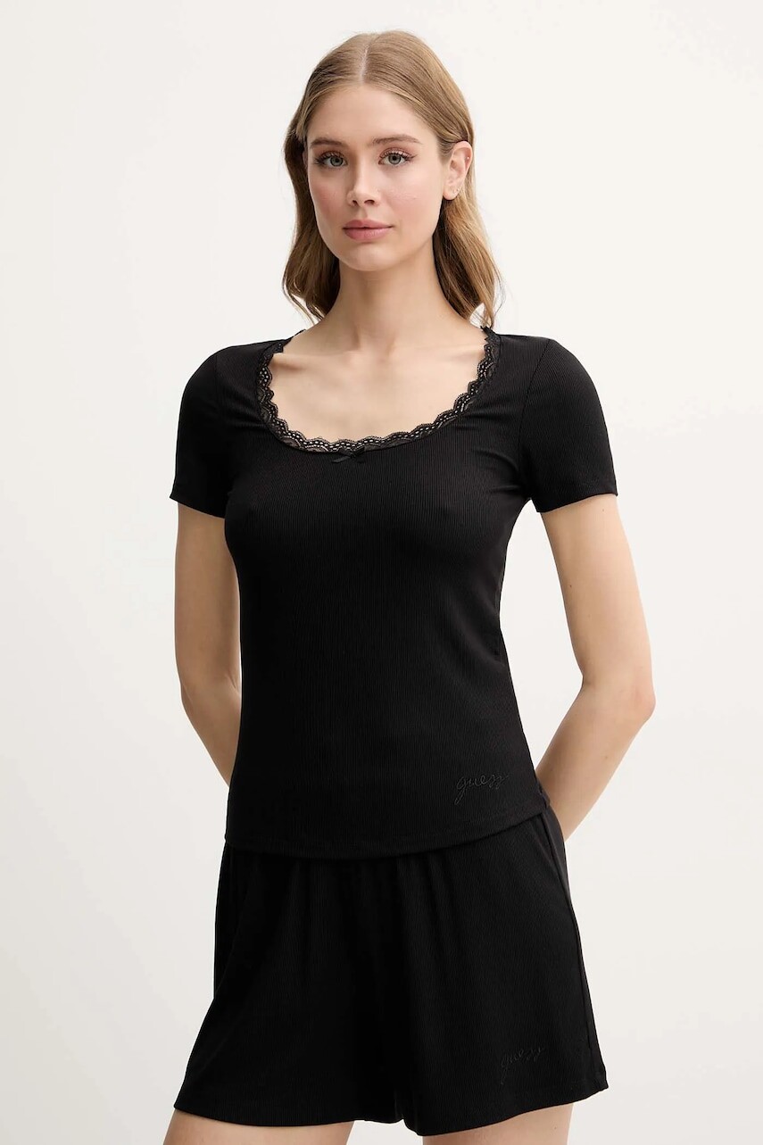 Tričko Guess LIA dámske, čierna farba, O5GP02 KCQ72