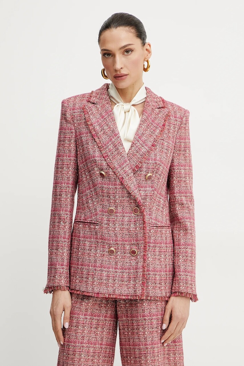 Sako Marciano by Guess CLAUDIA ružová farba, dvojradové, vzorované, 5GGN15 7302A