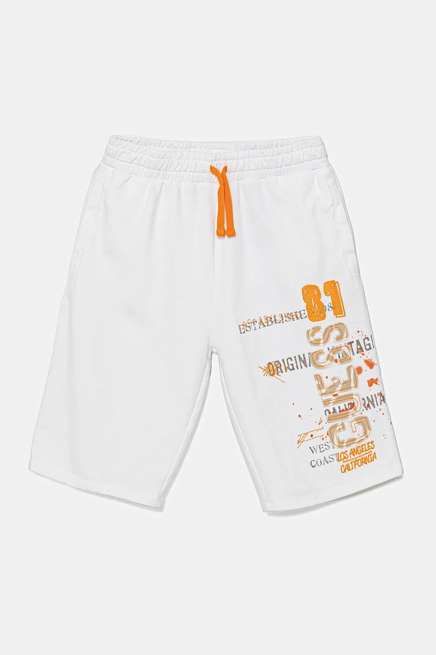 Detské bavlnené šortky Guess biela farba, nastaviteľný pás L5GD06 KA6R4