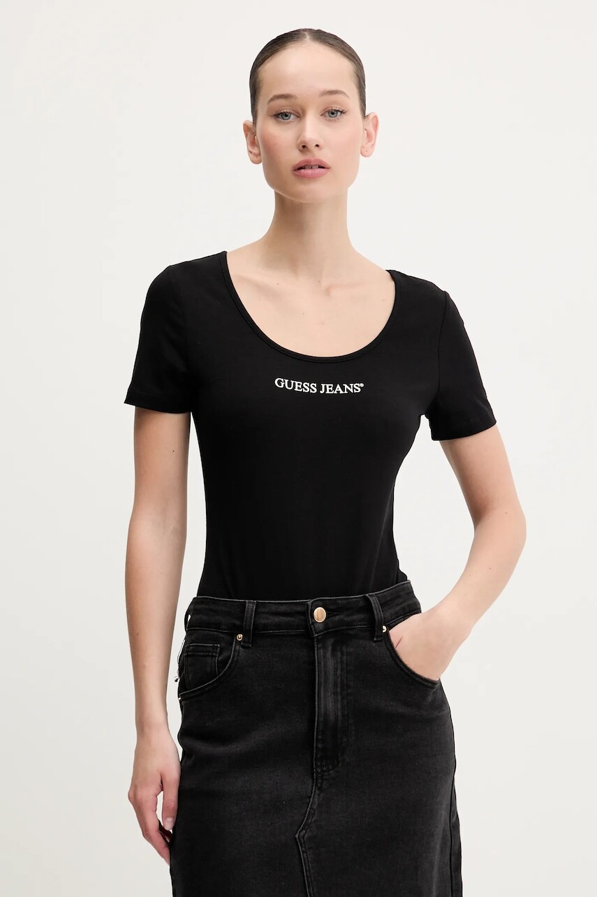 Tričko Guess Jeans dámske, čierna farba, W5GP25 J1314