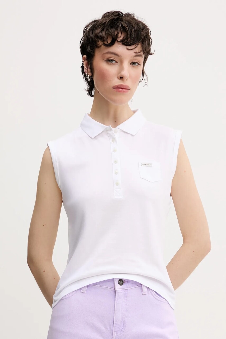 Top Guess Jeans biela farba, W5GP24 KCYR1