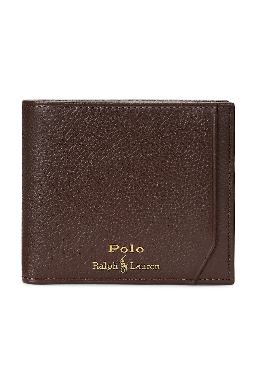 Kožená peňaženka Polo Ralph Lauren pánska, hnedá farba, 405963224