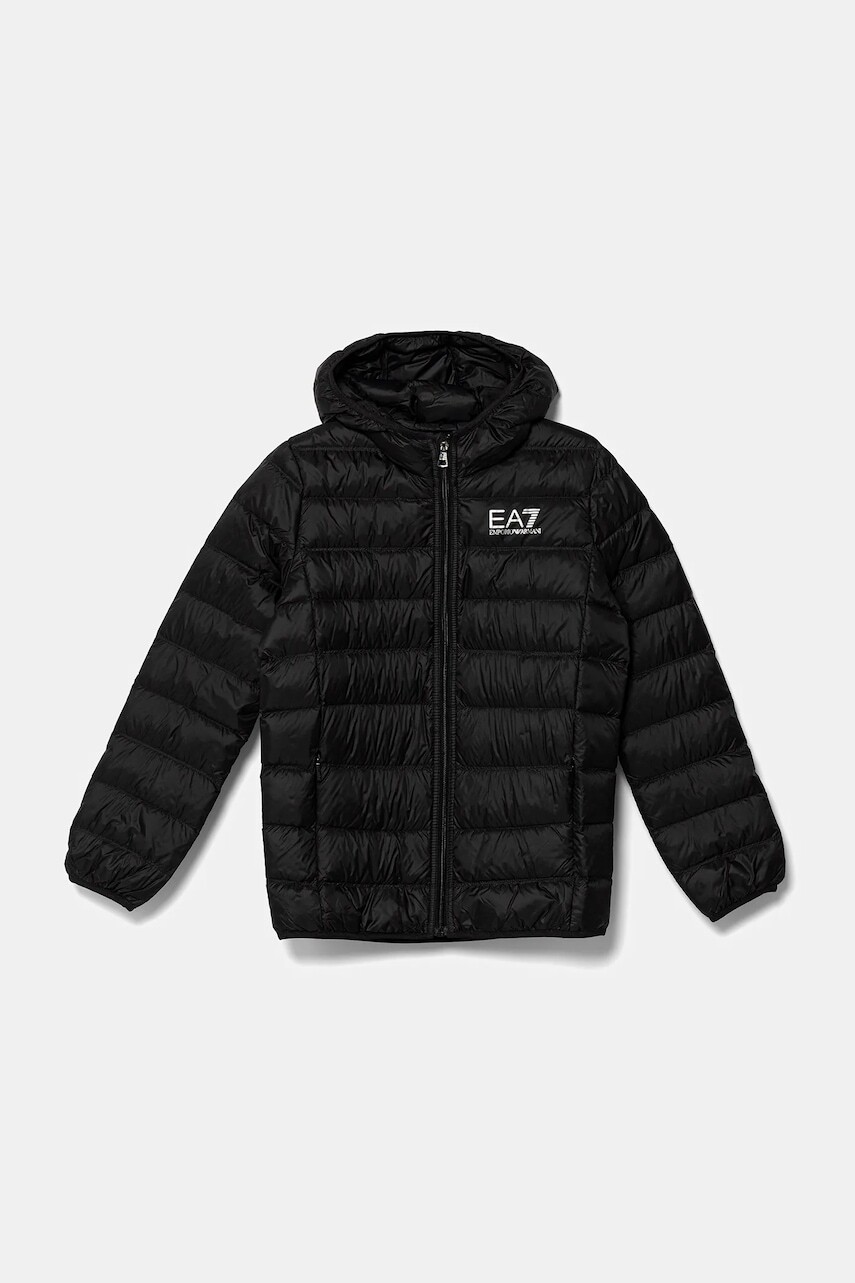 Detská páperová bunda EA7 Emporio Armani čierna farba, 7B000035 AF12477