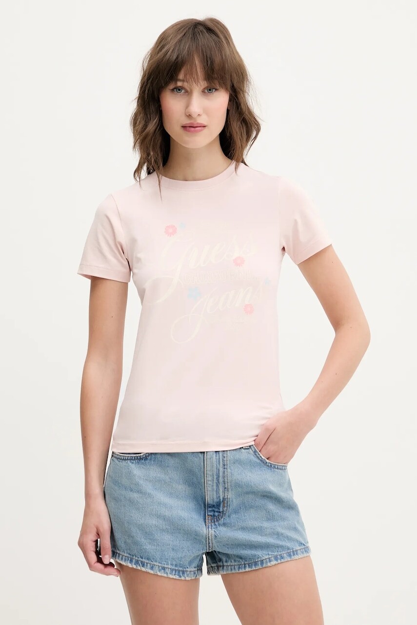 Tričko Guess Jeans dámske, ružová farba, W5GI24 J1314