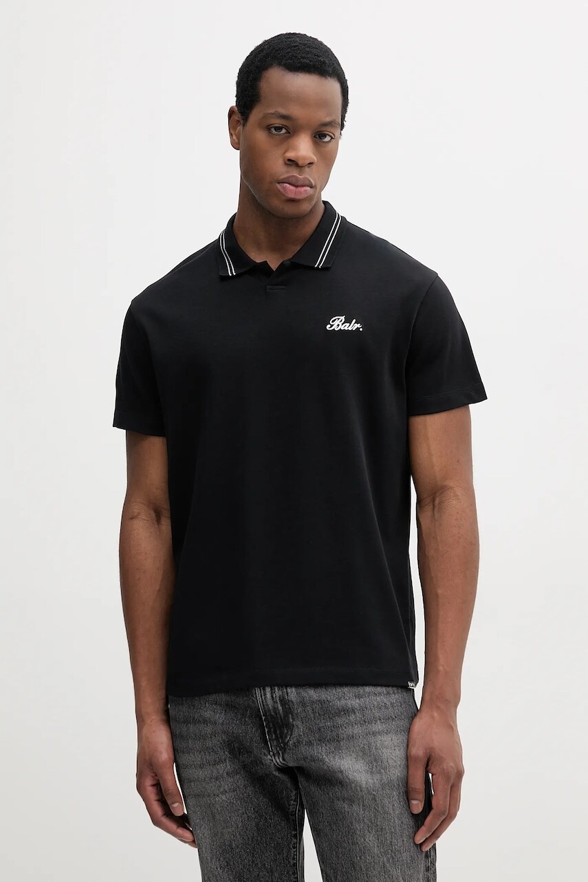 Bavlnené polo tričko BALR. pánske, čierna farba, s nášivkou, B1122.1042