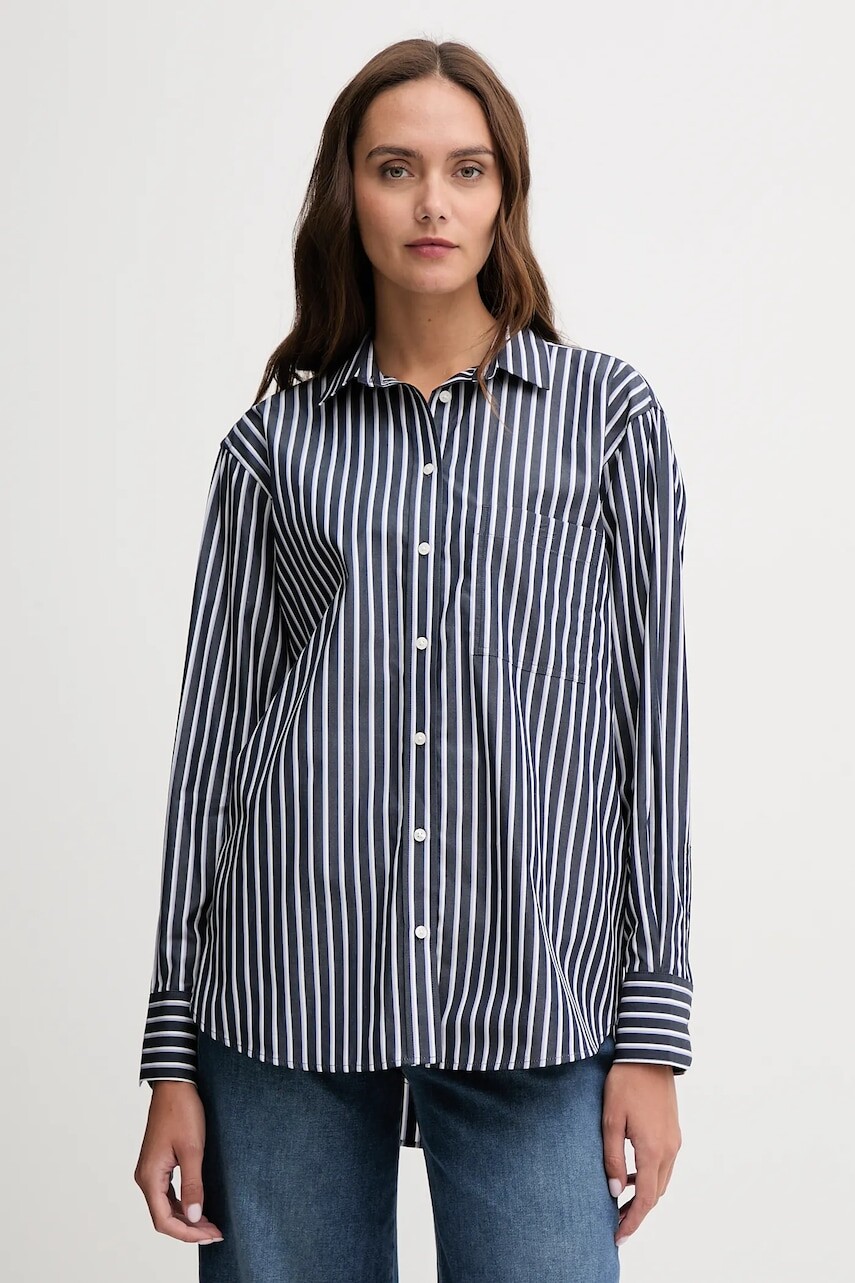 Bavlnená košeľa Lacoste zelená farba, voľný strih, s klasickým golierom, CF0215