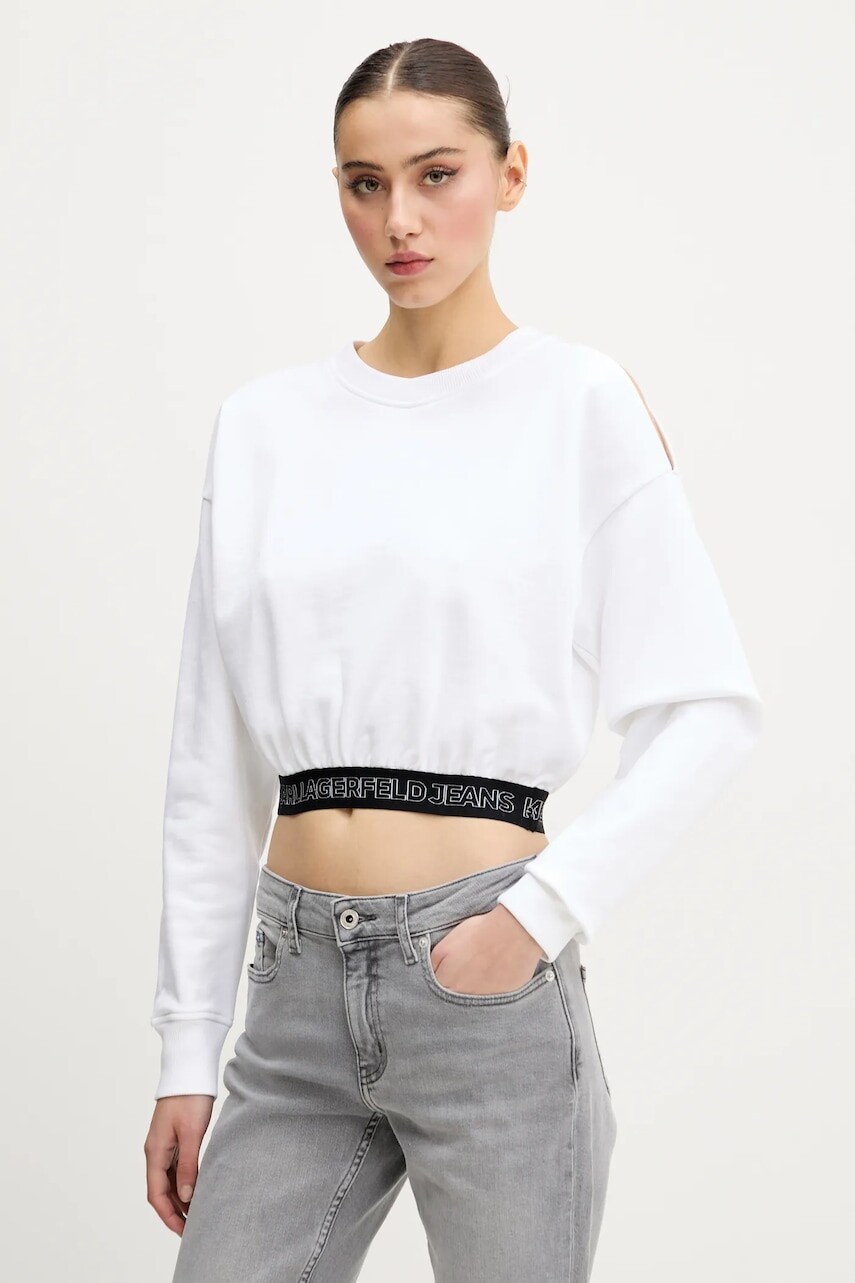 Mikina Karl Lagerfeld Jeans dámska, biela farba, jednofarebná, A2W20062