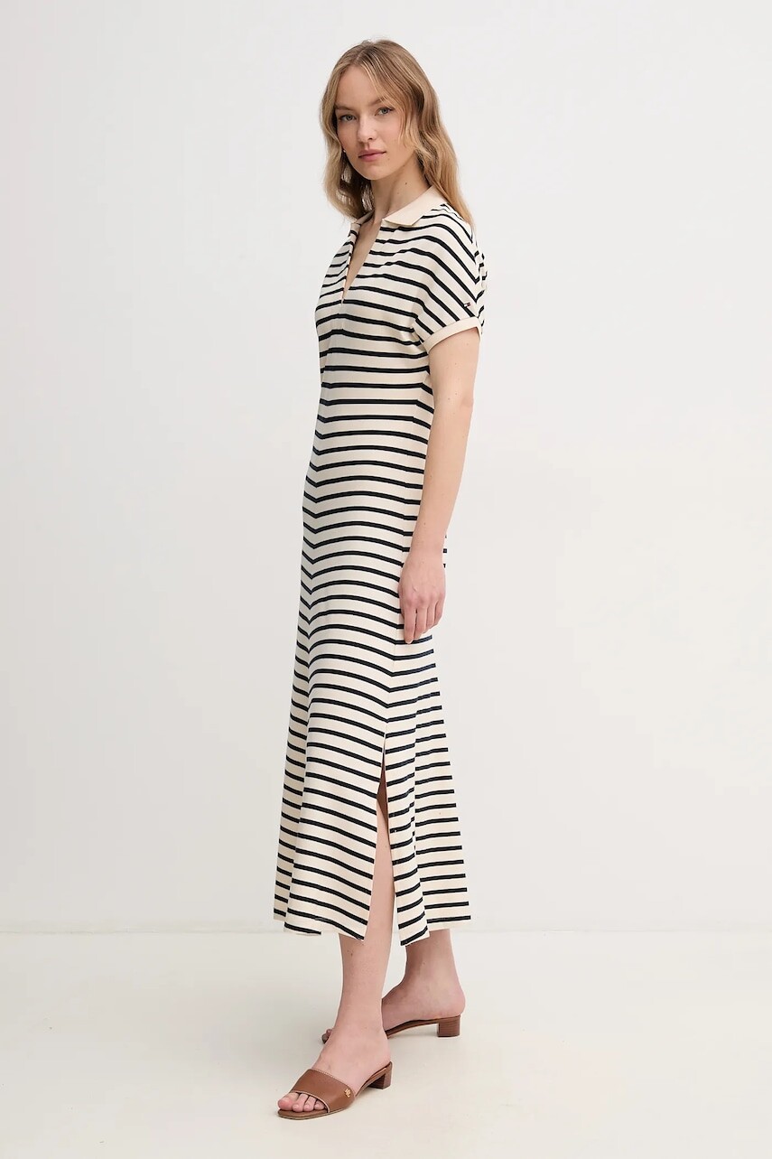 Šaty Tommy Hilfiger béžová farba, maxi, rovný strih, WW0WW44514