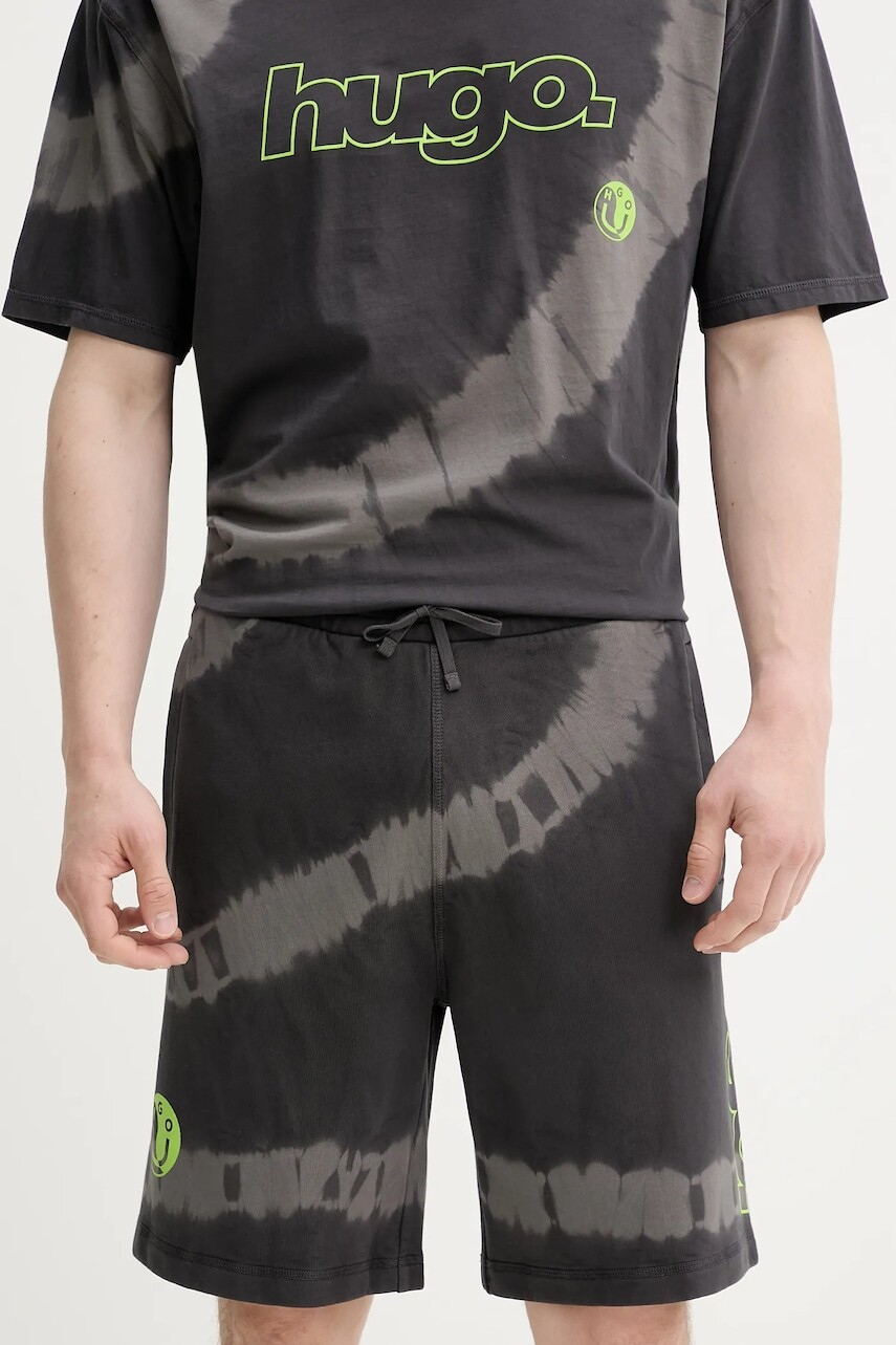 Bavlnené šortky Hugo Blue pánske, šedá farba, 50535212