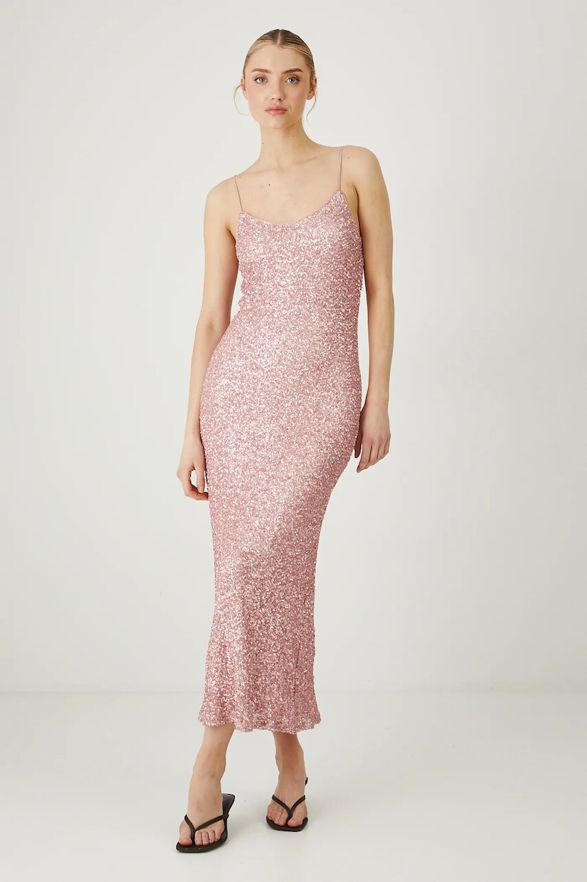 Šaty Medicine ružová farba, midi, priliehavá