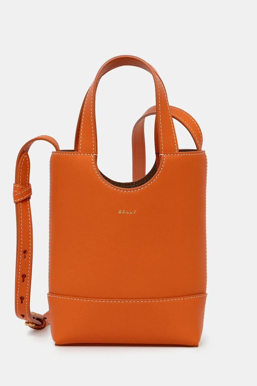 Kožená kabelka Bally oranžová farba, WAE069