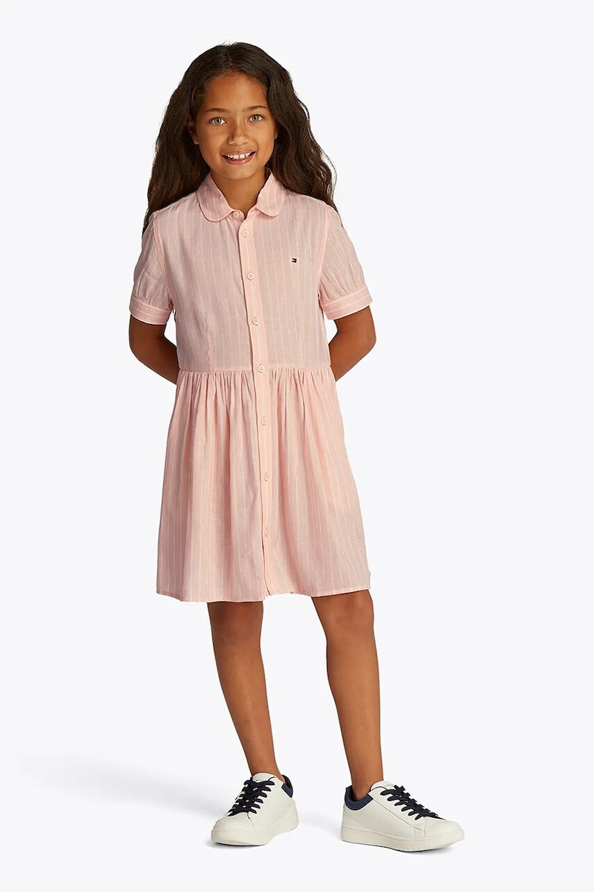 Dievčenské šaty Tommy Hilfiger oranžová farba, mini, rovný strih, KG0KG08579