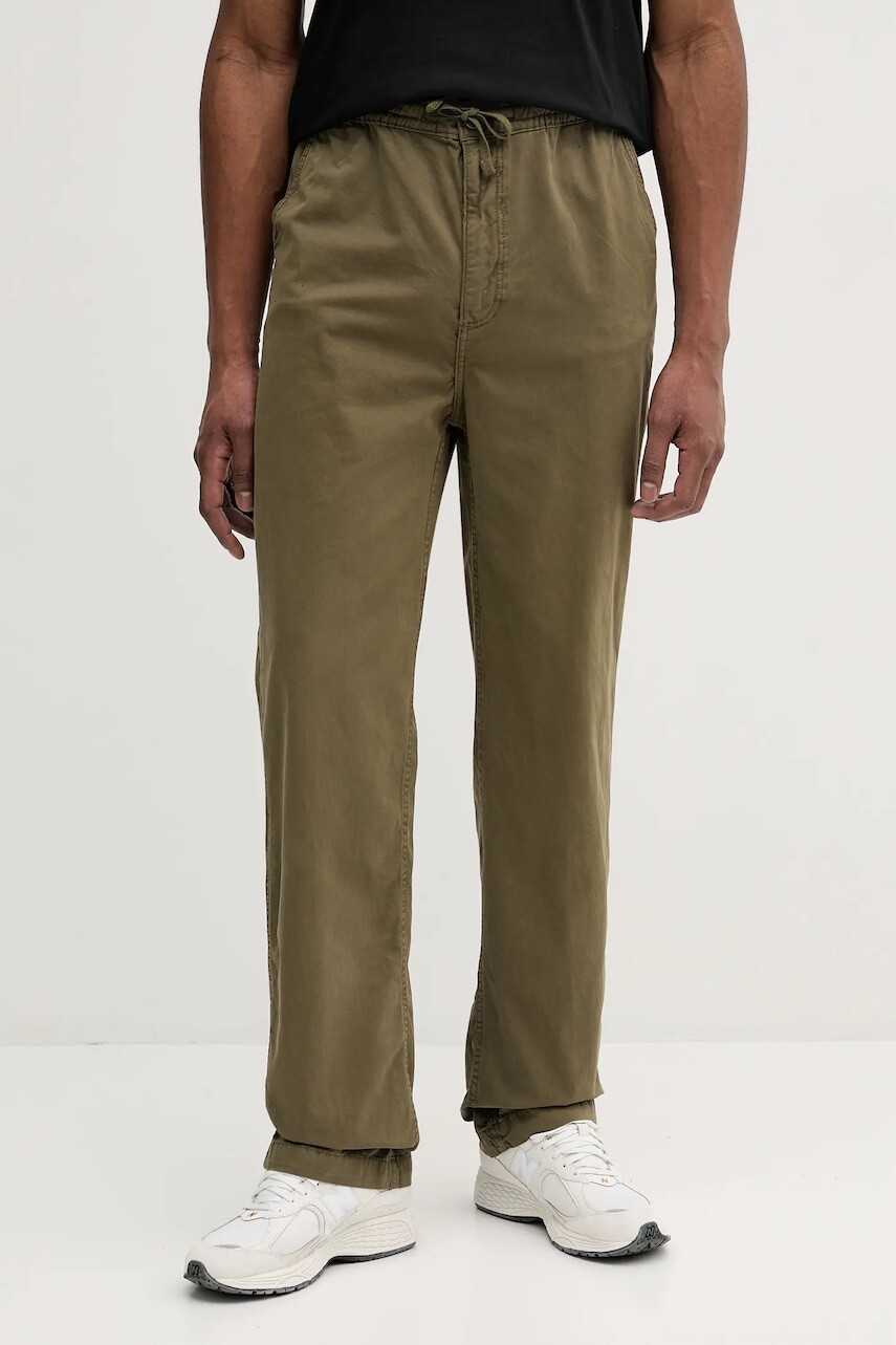 Bavlnené nohavice Alpha Industries Basic Cotton Pants pánske, zelená farba, rovné, 156214