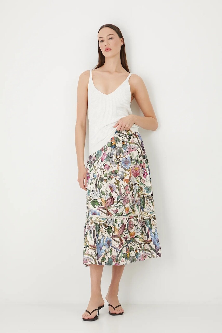 Bavlnená sukňa Medicine béžová farba, maxi, áčkový strih