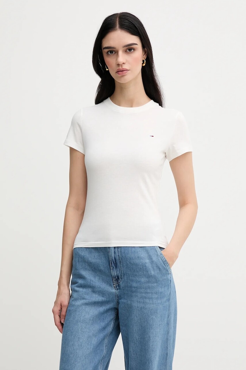 Bavlnené tričko Tommy Jeans 2-pak dámske, čierna farba, DW0DW21366